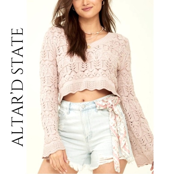 Altar'd State Sweaters - Altar’d State cropped bell sleeve sweater - NEW